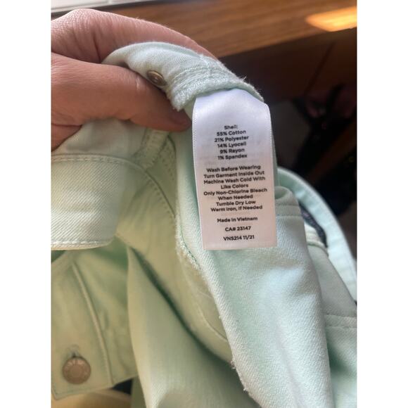 Talbots Women's Straight Leg Cropped Jean Cool Mint - 14 Petite - Picture 3 of 6